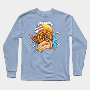 Lost at Sea Ship and Compass Long Sleeve T-Shirt